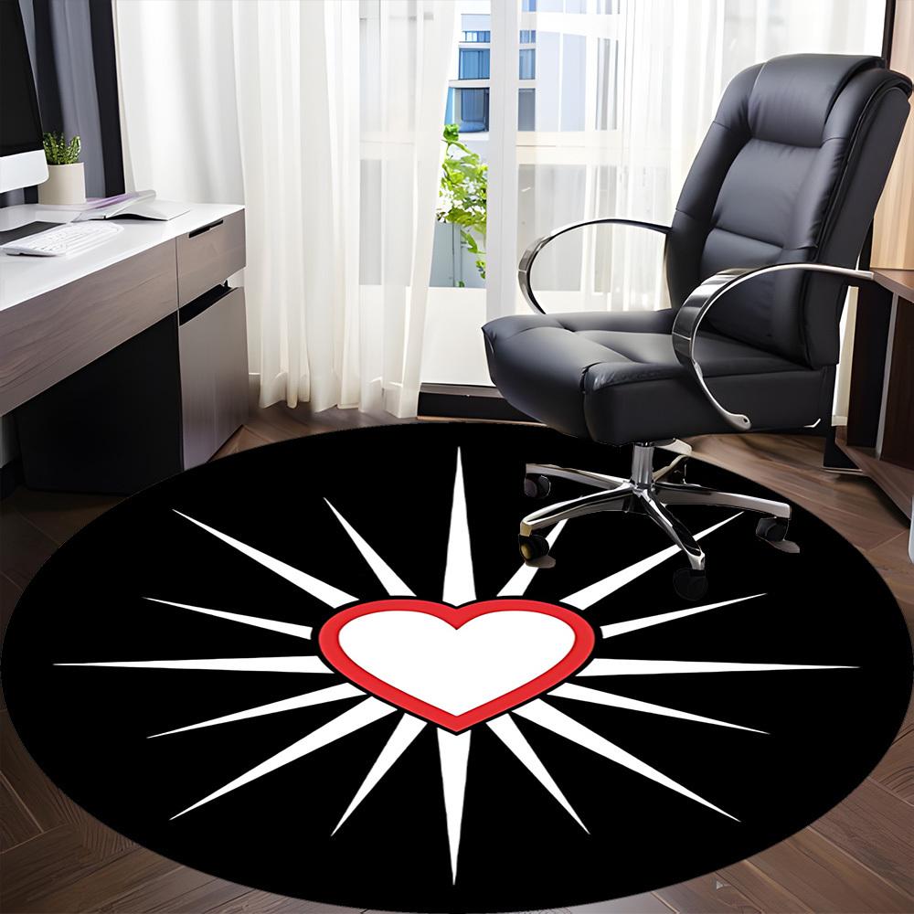 1PC Heart Symbol Chair Carpet for Office, Indoor Non-Slip Washable Carpet, Soft Comfortable Mat For Office Room Yy250930303