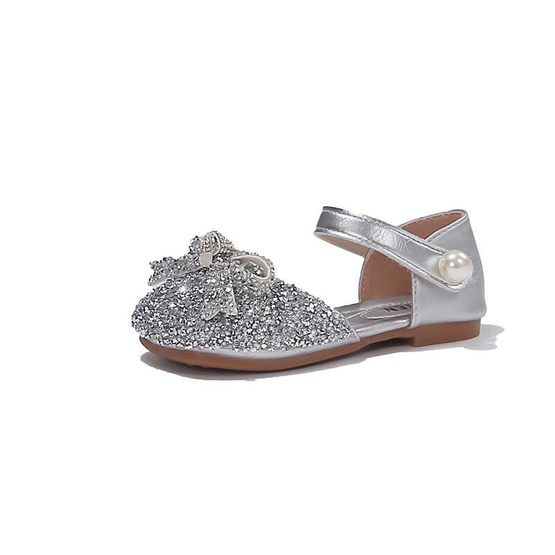 

Summer Princess Shoes for Girls Glitter Soft Sole Non Slip Casual Performance Baby Shoes size 23 серебряный