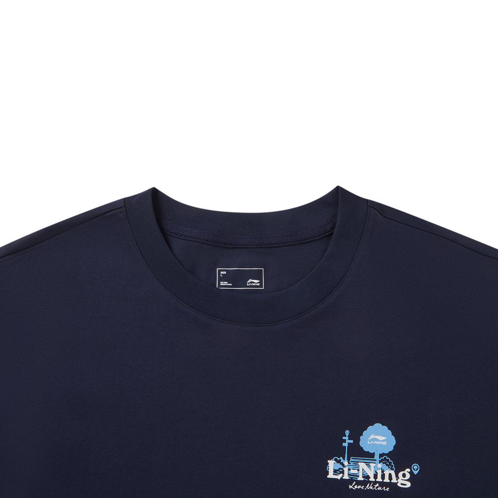 Li-Ning Sport Lifestyle Series Letter Print Round Neck Short Sleeve T-Shirt Unisex Tops AHSW521-6
