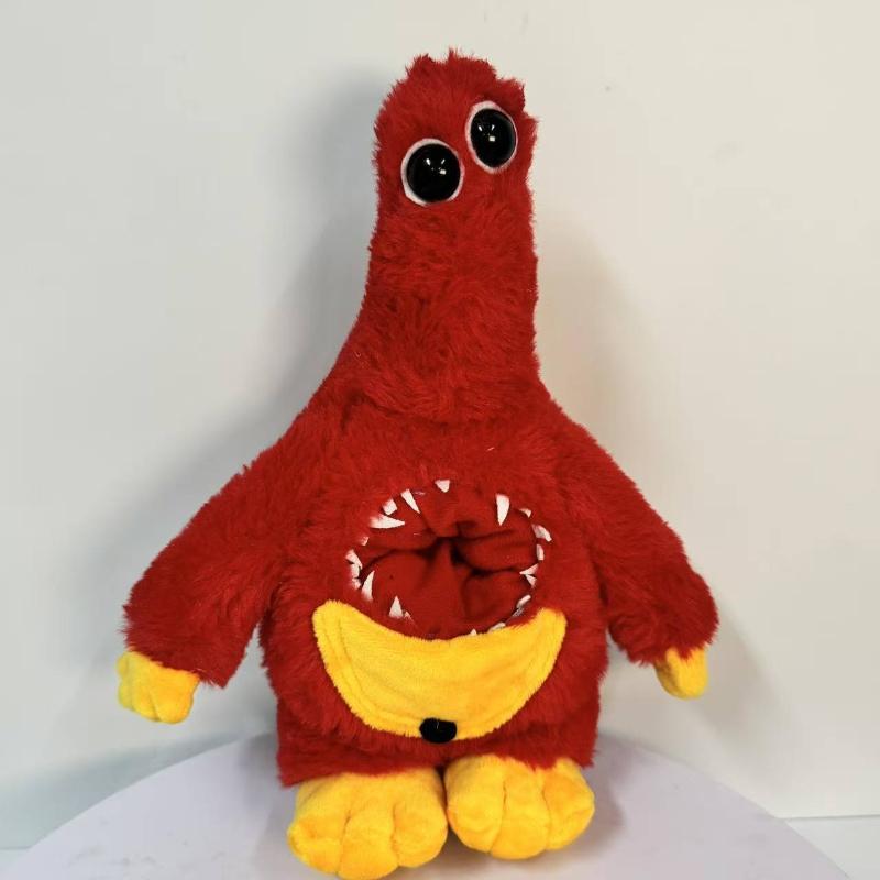 Poppy Playtime Prototype 1006 Plush Toy - Red Monster Stuffed Doll with Zipper Mouth Yellow Pocket, Horror Game Character Plushie Gift for Fans & Kids