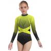 Conjunto de Rendimiento de Baile para Niños Leotardo de Manga Larga con Escote en V Pantalones Cortos con Cintura Elástica con Diadema
