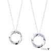 THE KISS Disney Collection Hidden Mickey Silver Pair Necklace Set DI-SN1420CZ-1421CZ - 40cm & 50cm, Web Exclusive Matching for Couples