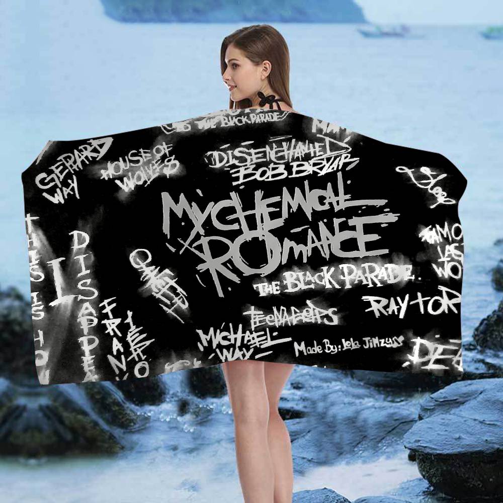 Classic Band M-My C-Chemical R-Romance Microfiber Printed Beach Towel Mountain Climbing Yoga Beach Swimming Running Absorbent
