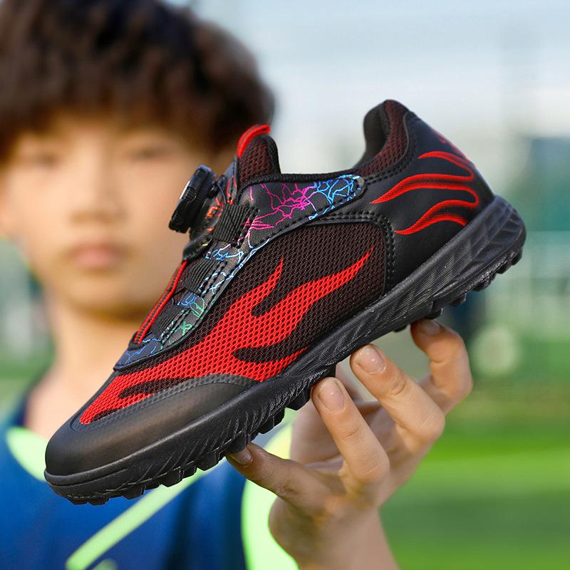 Primary and secondary school students football shoes classmate rotating button children's sports shoes boys and girls tf broken nails football trainin