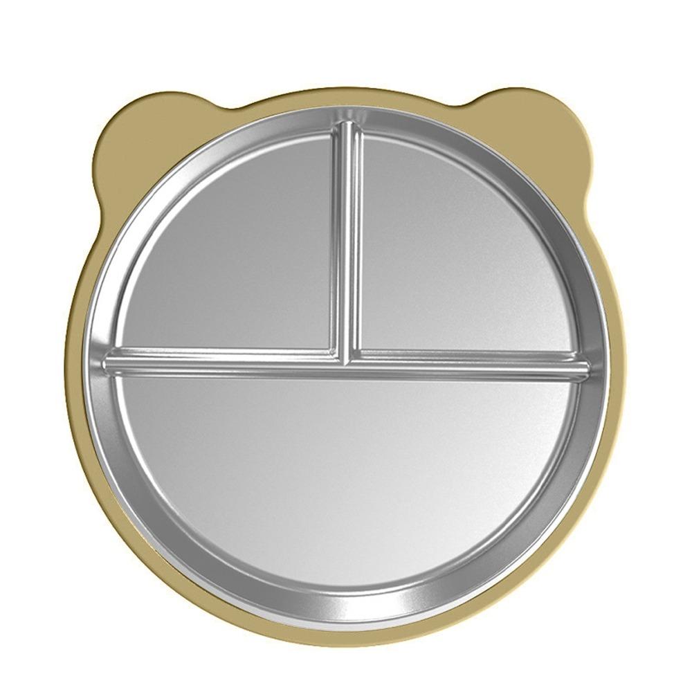Premium Stainless Steel Cute Toddler Divided Plates Non Slip Removable Sleeves Snack Dishes Unbreakable BPA-Free Plate Home