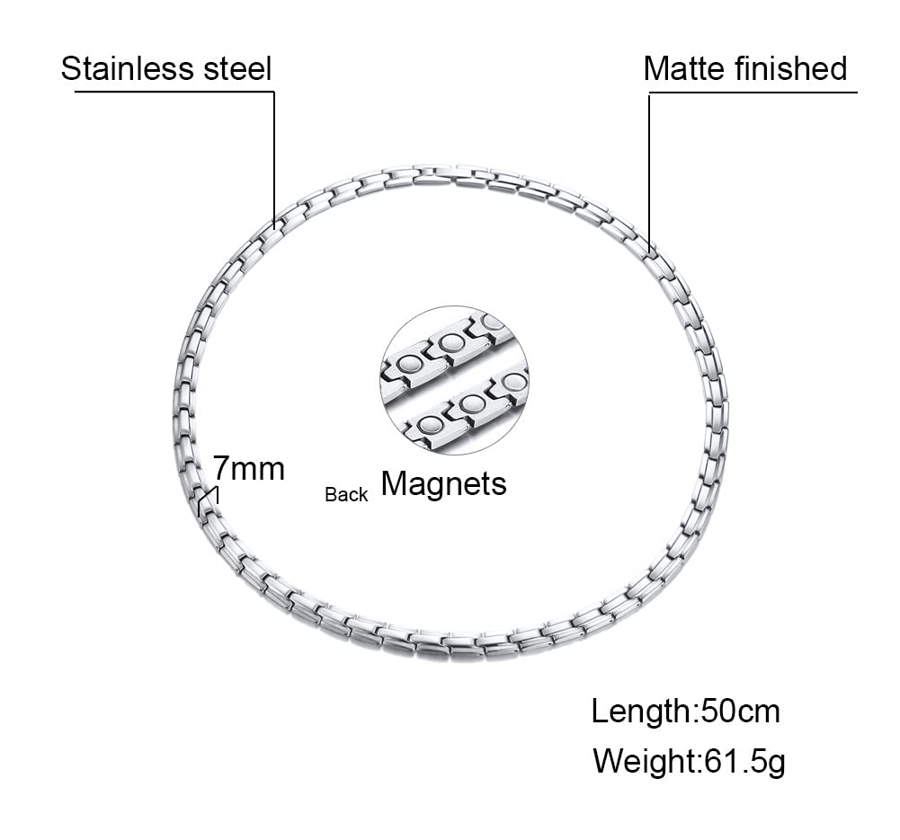 Popular Brand Magnetic Necklace for Men and Stainless Chain Static Electricity Gift [Rockyu] Women, Steel, Hypoallergenic, Silver, Germanium,