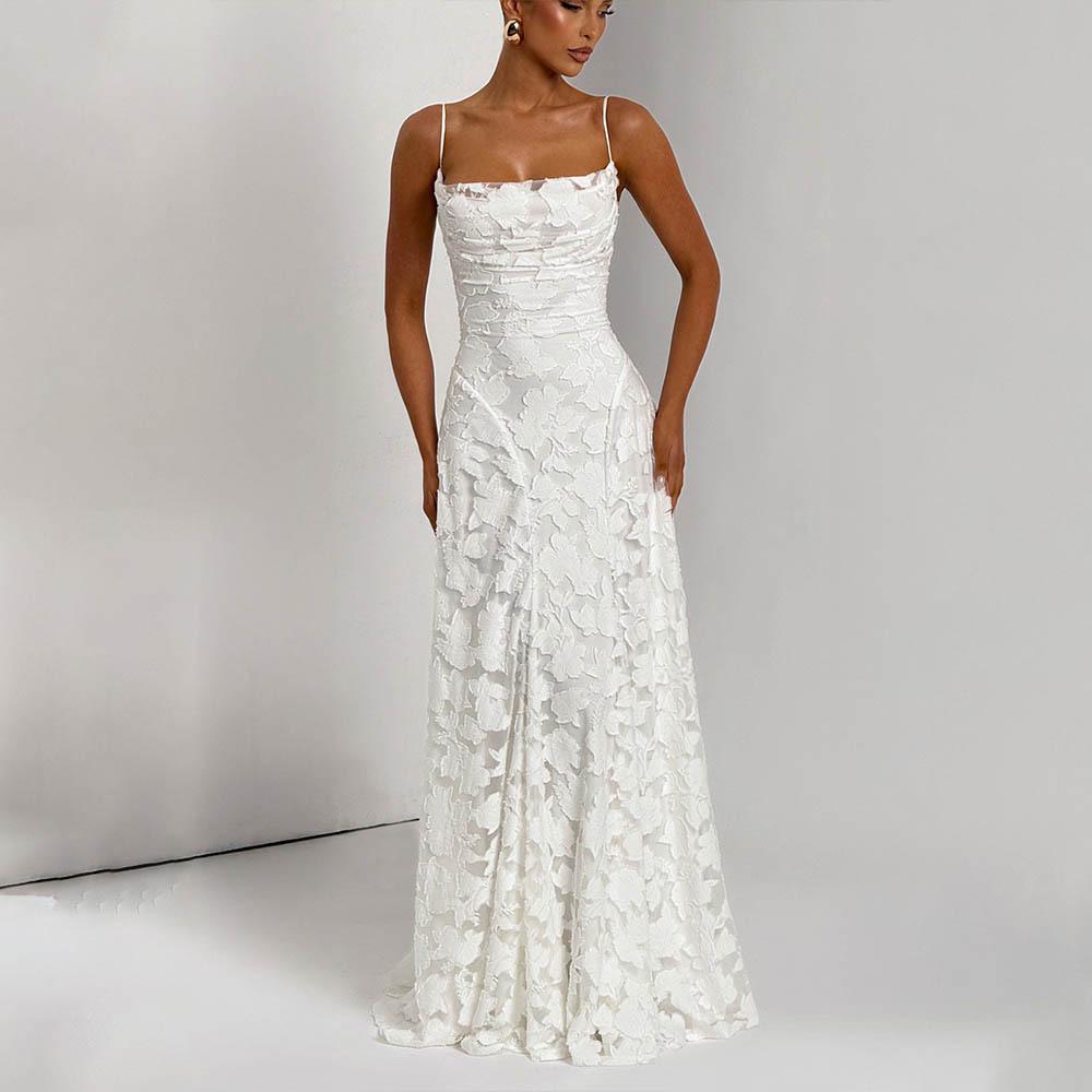 Europäischer und Amerikanischer Stil 2026 Frühling Rückenfreies Abendkleid mit Spaghettiträgern