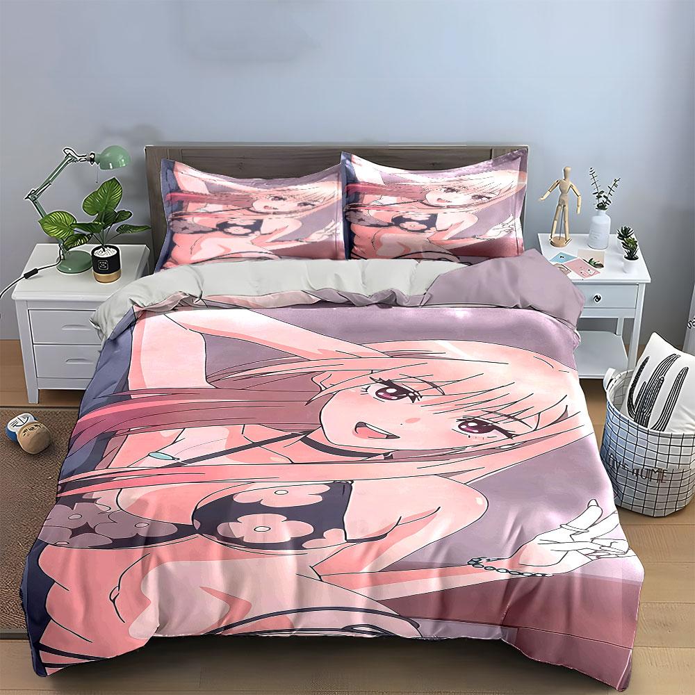 Anime Character with Flowers. Bedding Sets Duvet Cover Sets Duvet Covers Pillowcases(1 * Duvet Cover 2 * Pillowcases Without Duvet Insert)
