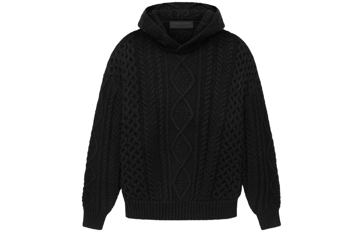 Sweat à capuche pour homme Fear of God Essentials Sweat à capuche en maille torsadée 'Noir Jais' S black