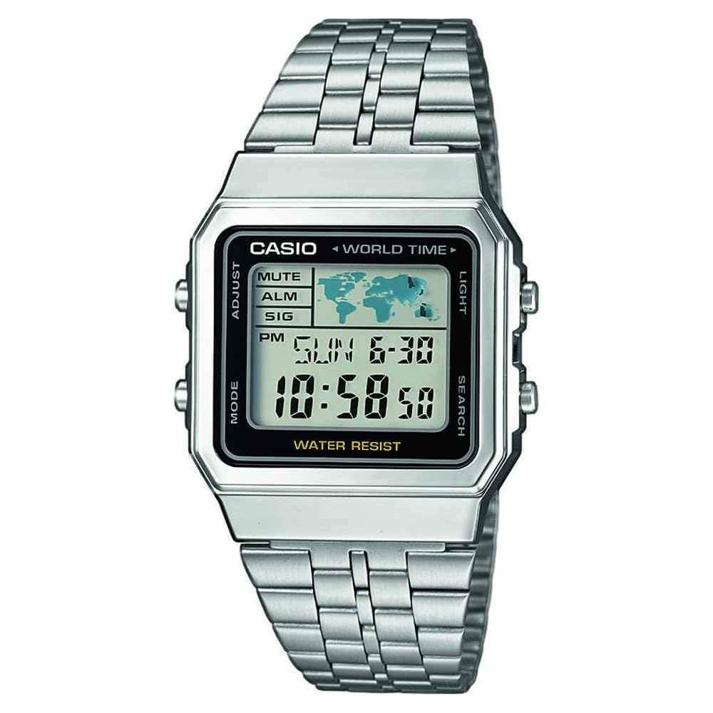Casio A500WA-1D Digital Watch Stainless Steel Band Water Resistant Classic Design