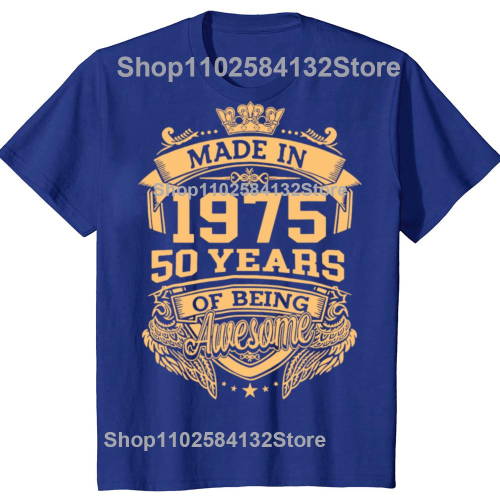 50-årsdagspresenter Män Kvinnor 50 År Gammal Vintage 1975 Party T-shirt Kvinnor Män Kläder Streetwear Grafiska T-shirts Toppar