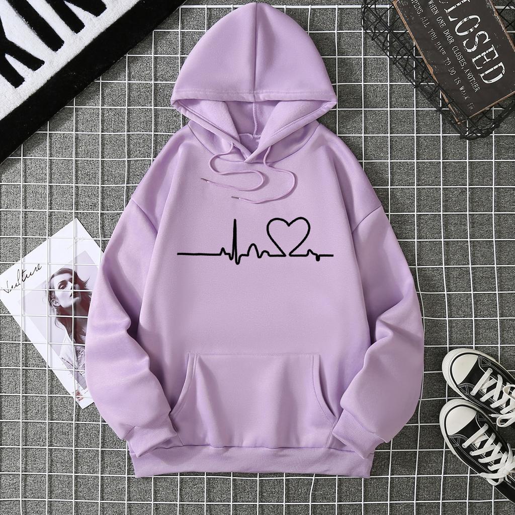 Nuovo top in velluto da donna autunno e inverno 2025 maglione largo a maniche lunghe con battito cardiaco