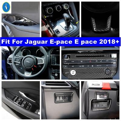 Steering Wheel / Gear Shift Panel / Door Bowl / AC Cover Trim For Jaguar E-pace E Pace 2018 - Carbon Fiber Look Accessories