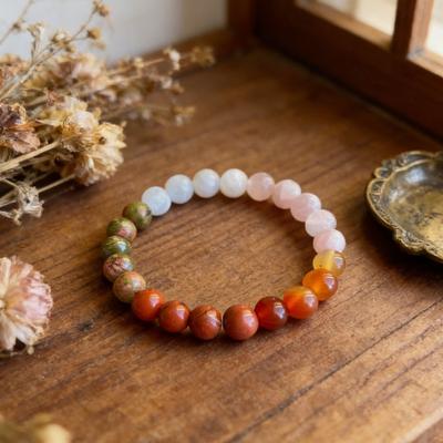 Armband Nachhaltig Natur Faux Kristall Dehnbares Armband mit Vier Heilsteinen Rosenquarz Armband