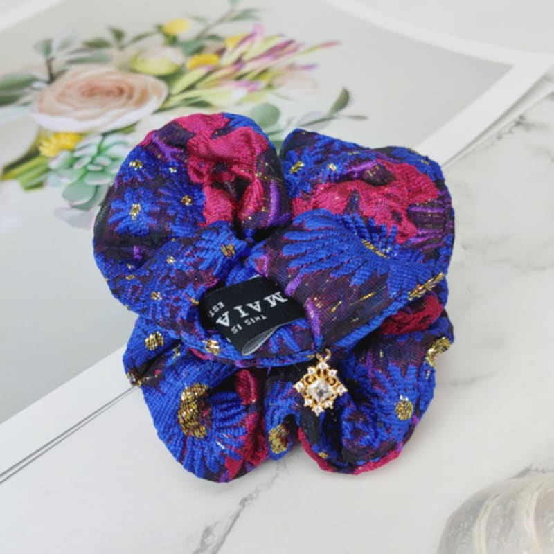 MAIA Two-Tone Jacquard Gopchang Shushu Hair Tie - Navy