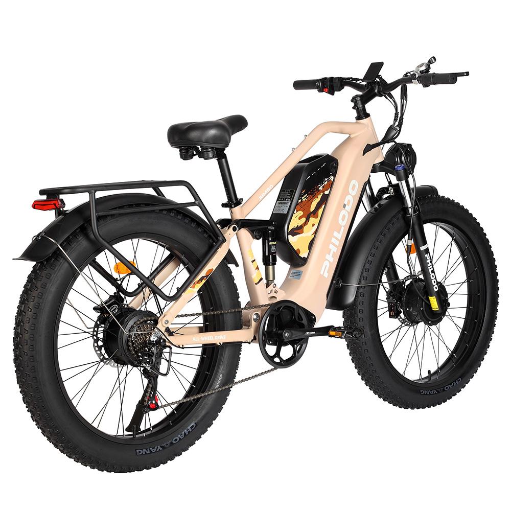Philodo Jumbo Elektrické kolo 1500Wx2 Špičkový motor 26" Silné pneumatiky Celoodpružené Elektrické kolo Pro dospělé 48V 46AH LCD displej Maximální nosnost 150 kg