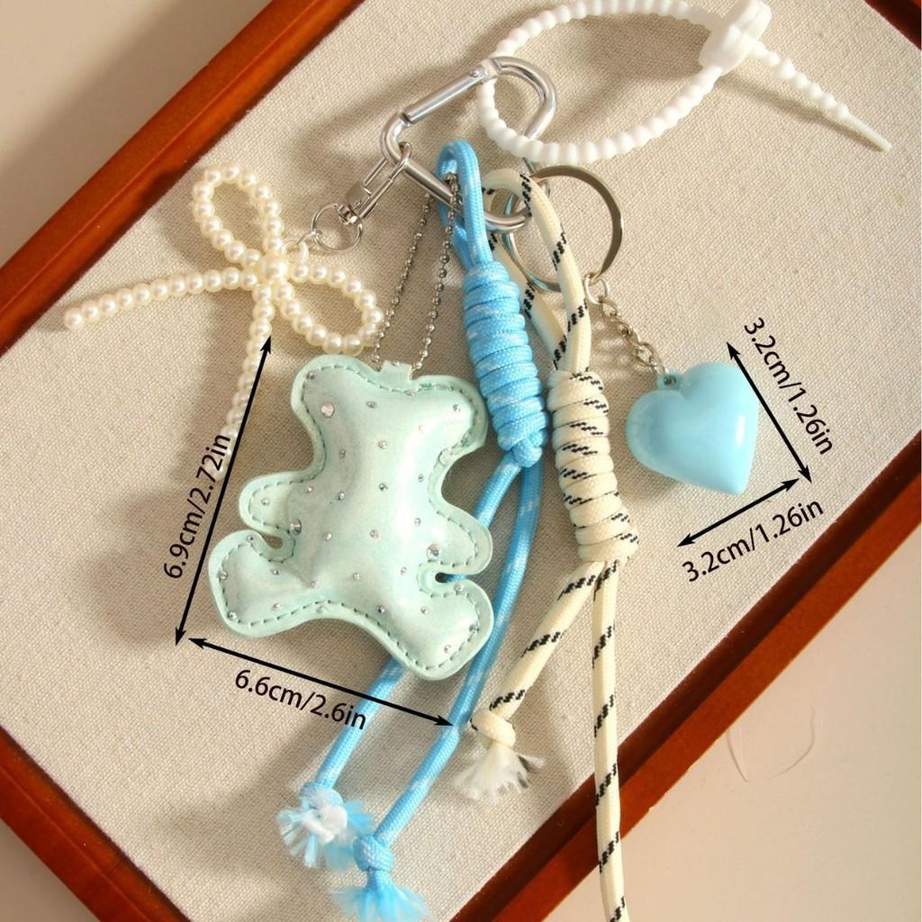 Miu Custom Animal Keychain Pu Material Heart Bow Pendant For Fashion Accessories