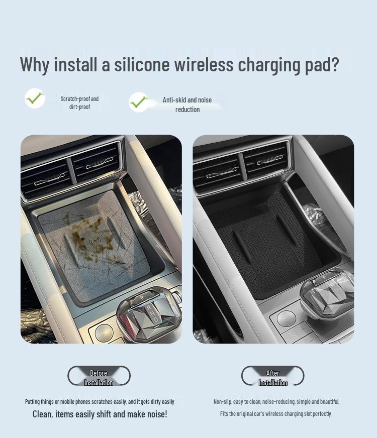 Wireless Charging Silicone Anti-Slip Pad for Car Interior Console (24-25 Yuan)