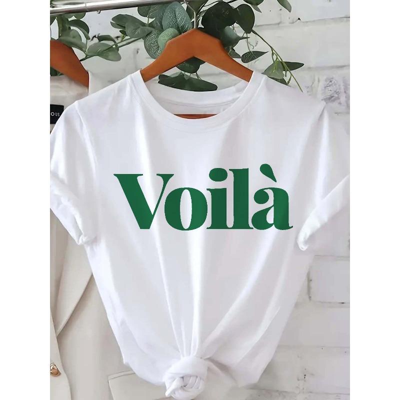 

Футболка с коротким рукавом и принтом Vo , модный выбор для женской весны и лета! S белый