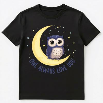 Cute Owl Moon Quote Humor Sweet Love Themed Art Unisex T-shirt Tops Tees Unisex