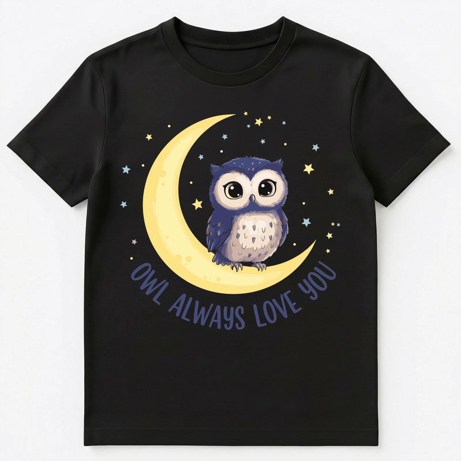 Cute Owl Moon Quote Humor Sweet Love Themed Art Unisex T-Shirt S