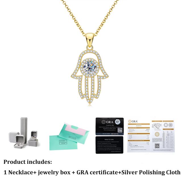 

Модное ожерелье с подвеской в ​​виде пальмы из настоящего муассанита 1 карат D, чистое серебро S925, ручная работа Фатима для женщин, свадебные ювелирные украшения