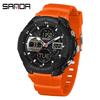 Sanda Men's Multifunctional Sports Watch with Three-Time Zone Dual Display & Waterproof Design