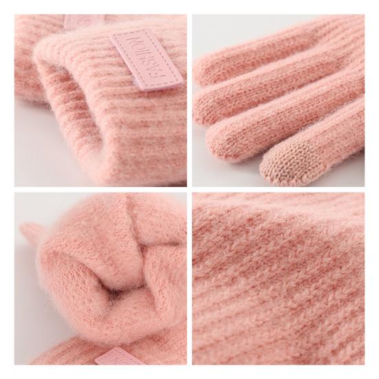 Women Winter Gloves Touch Screen Warm Knitted Gloves Soft Full Finger Thick Gloves for Daily Outings Driving Outdoors