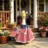 Outdoor Goose Statue with Dress and Hat Porch Decoration Lawn Ornament Patriotic Garden Figurine for Yard Display and Seasonal Use