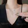 Rhinestone Teardrop Geometric Necklace - Elegant European and American Fashion Design for Women