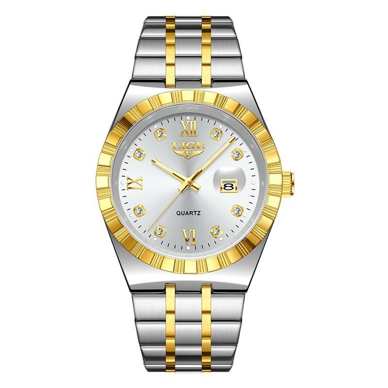 Herrenmode Businessuhr Herren Sport Schwarz Edelstahl Luxus Leuchtend Wasserdicht Herren Quarzuhren