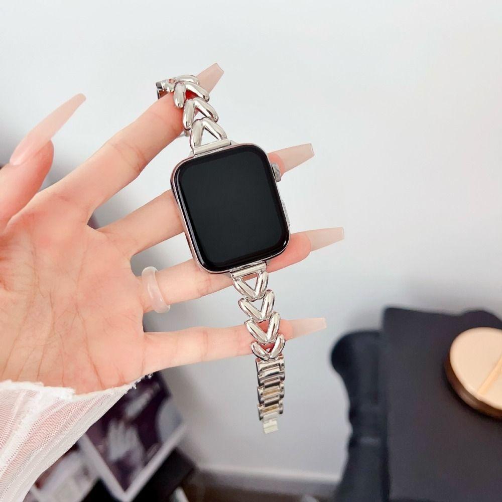 42mm 45mm 41mm Metal Band Fitness Tracker Strap for Apple Watch 10 Ultra 9 8 7 6 SE for Women Men