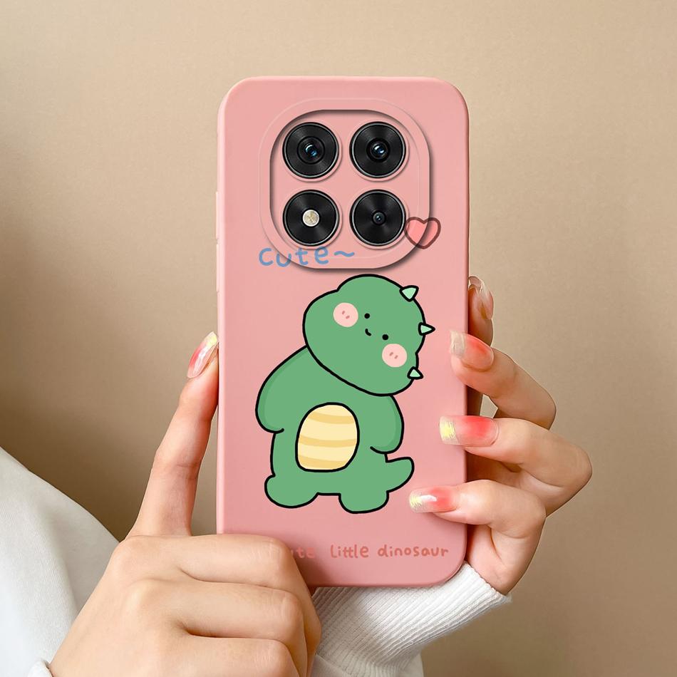 Case For Poco X7 Pro Cute Dinosaur Phone Bags Soft High Quality Liquid Silicone Back Cover For Poco X 7 Pro X7Pro Durable Fundas