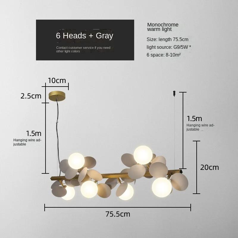 

Люстра для столовой в стиле арт-дизайна, горизонтальная подвесная люстра, серия Flower Branch, подвесной светильник для кухонного острова Cold White