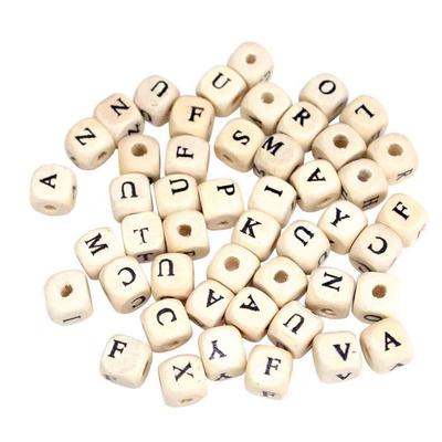 Wooden Dice Beads Alphabet Letters 1 Cm 70 Pieces