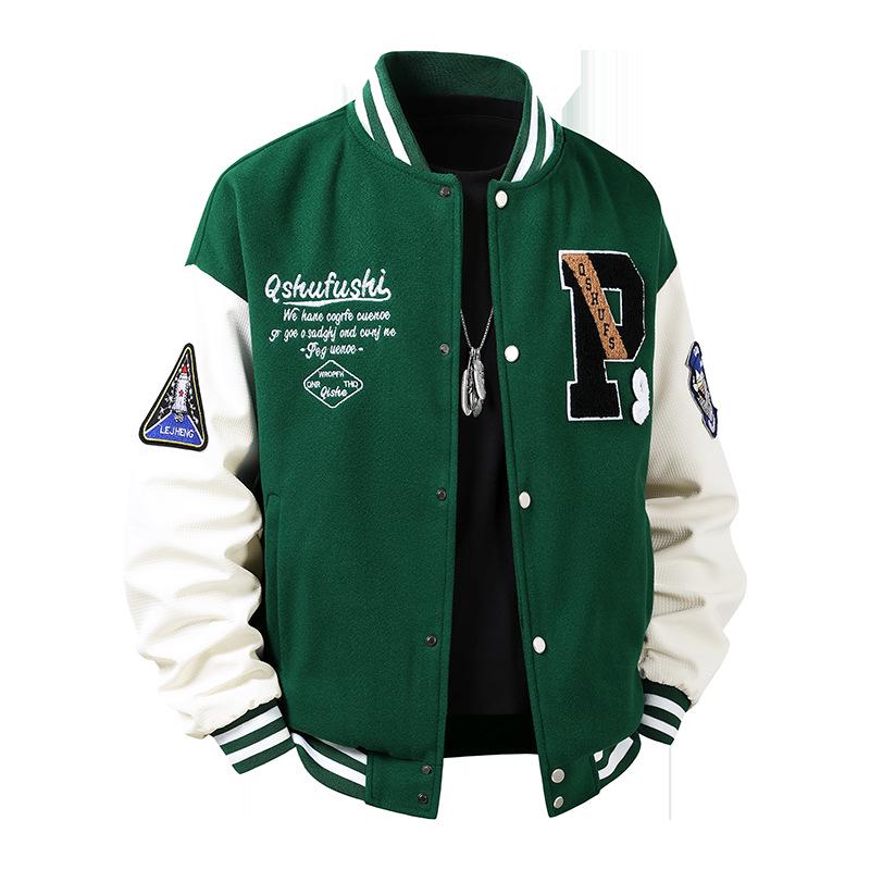 Herren Trendige Bestickte Baseballjacke: Lässig, Lockerer Schnitt, Partnerlook für Frühling, Herbst, Winter