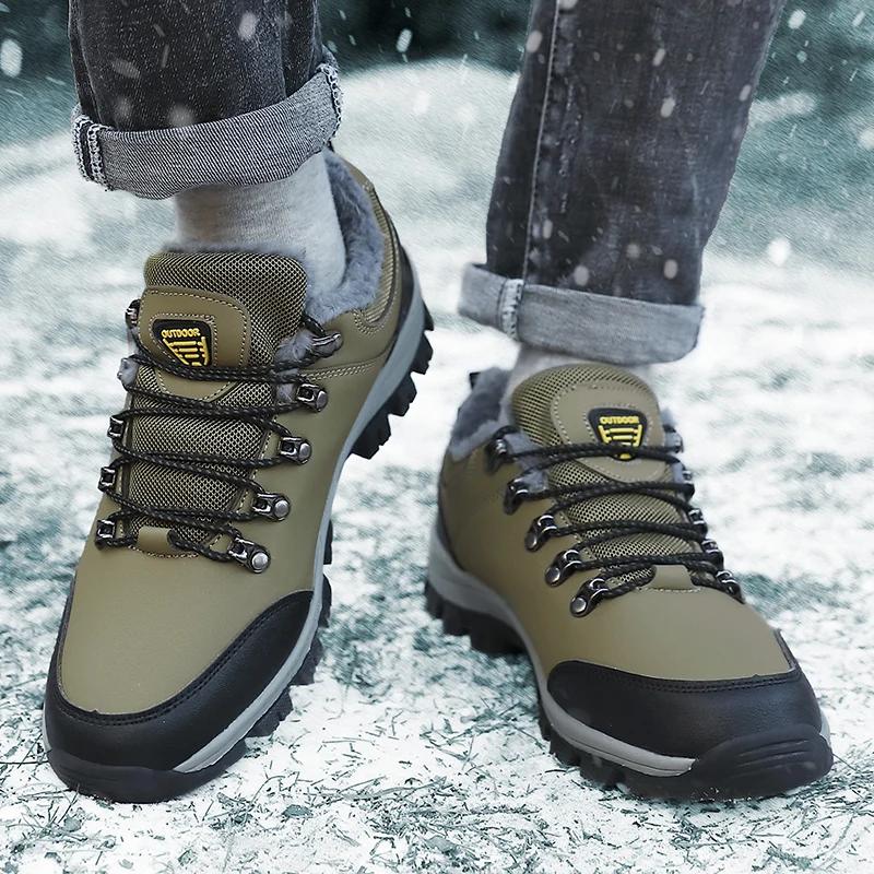 High Quality Men's Snow Boots Fashion Waterproof Casual Sneaker Plus Cotton Warm Hiking Shoes Outdoor Work Shoes for Men Boots