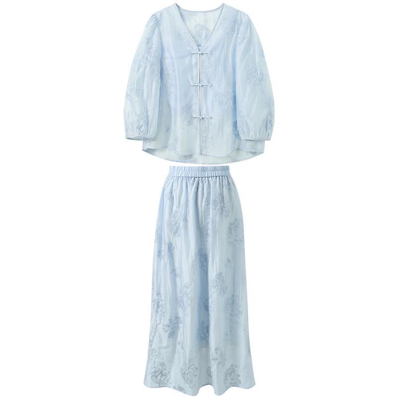 Sancai Plus Size Chinese Style Embroidered 3-Piece Outfit