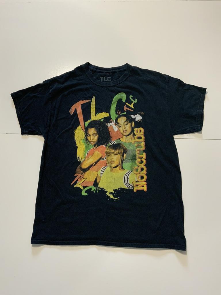 TLC No Scrubs 90s Retro Vintage Style Graphic Hip Hop R&B Black T-Shirt Sz. L