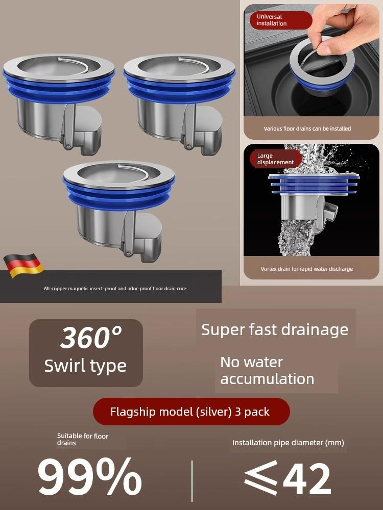 Universal Anti-Odor Device for Bathroom Floor Drains, Mosquito-Proof Drain Pipe Connector with Full Copper Core To Prevent Odor Backflow