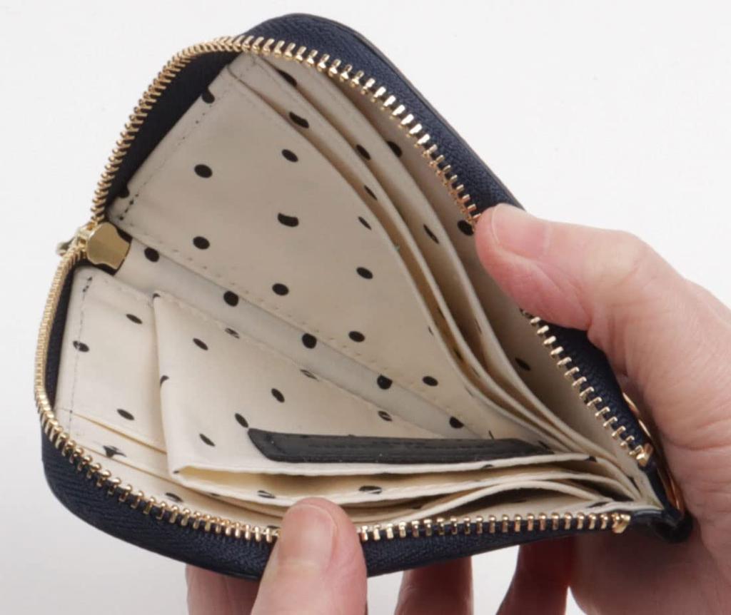 Tsumori Chisato Cloud Logo Mini Wallet, Navy, L-Shaped Zipper, Compact Wallet