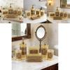 Contemporary Glass Soap Dispenser And Toothbrush Container With Elegant Finish For Bathroom Decor