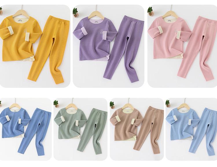 Children's Brushed Thermal Base Layer Set (S, M, L) – Seamless Class A Autumn Underwear and Trousers.