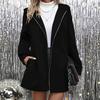 European and American women's clothing elegant loose casual simple zipper pocket hooded jacket trench coat