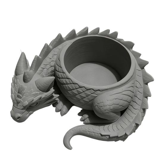 Drukarka 3D Doniczka, Kształt Smoka w Bajkowym Stylu z Oddychającym Designem, Mały Pojemnik na Rośliny do Wystroju Domu