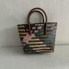 Handmade Woven Bag Large Capacity Plastic Woven Basket Small Square Bag with Handheld Gift Simple Handheld Versatile Women's Bag