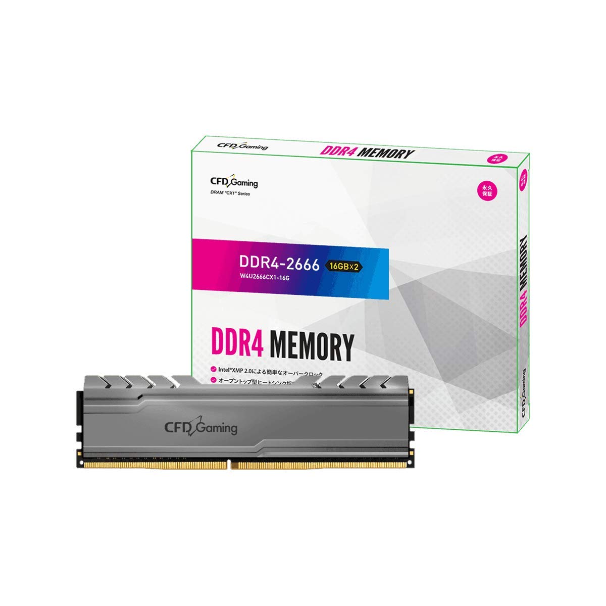 

CFD Sales Desktop PC Gaming Memory CX1 Series Intel Support 16GB x 2 pieces Lifetime Warranty Compatibility Guaranteed XMP2.0 DDR4-2666 (PC4-21300)