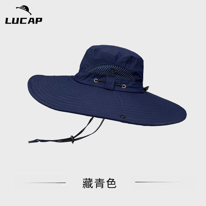 

Fishing sun protection hat summer climbing hat men s big head circumference shading UV protection breathable waterproof outdoor bucket hat one size fits all Темно-синій