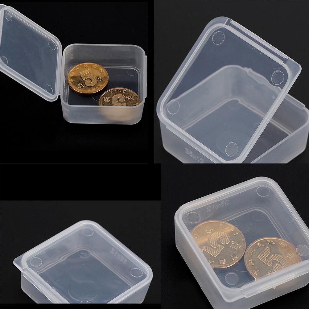 5Pcs Small Transparent Plastic Storage Box Clear Square Multipurpose Display Box