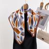 Leaf Print Simulation Silk Scarf Square Scarf High-End Shawl Versatile Neck Small Square Scarf Headscarf